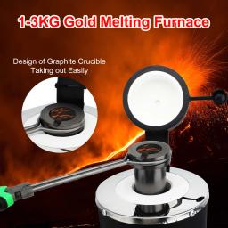 1/2/3kg 1400w 2000f fornalha de fusão elétrica digital com cadinho de grafite para sucata de fusão, prata, ouro, cobre, alumínio 110/220v - Image 3