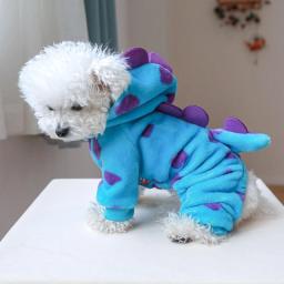 Gatos dinossauro traje roupas cão cosplay traje inverno roupas quentes terno com chapéu pele amigável traje suprimentos para - Image 5