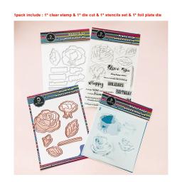Metal Corte Matriças para Scrapbooking Papel Artesanato, Selos Transparentes, Stencils De Metal, Folha De Placa, Alinacute Flor Rosa, Corte - Image 6
