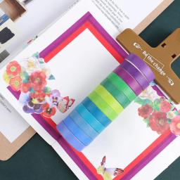 24 pçs arco-íris washi fitas básicas decorativo fita adesiva diário suprimentos fita de mascaramento artigos de papelaria scrapbooking washi conjunto de fita - Image 5