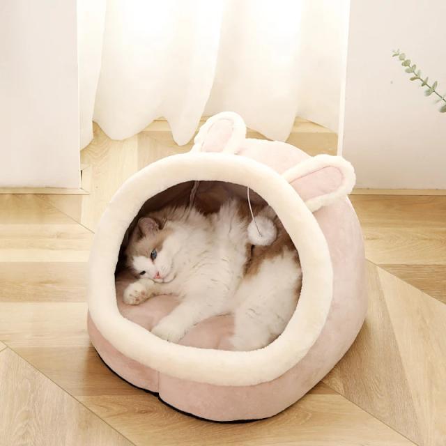 Caverna Dobrável e Lavável para Animais de Estimação - Cama Auto-Aquecida Confortável para Gatos e Cães Pequenos