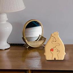 Urso de madeira Estátua Family Art Puzzle, Desktop Ornamento, Coração Puzzle, Decoração Home, Dia das Mães, Presente de Aniversário - Image 2