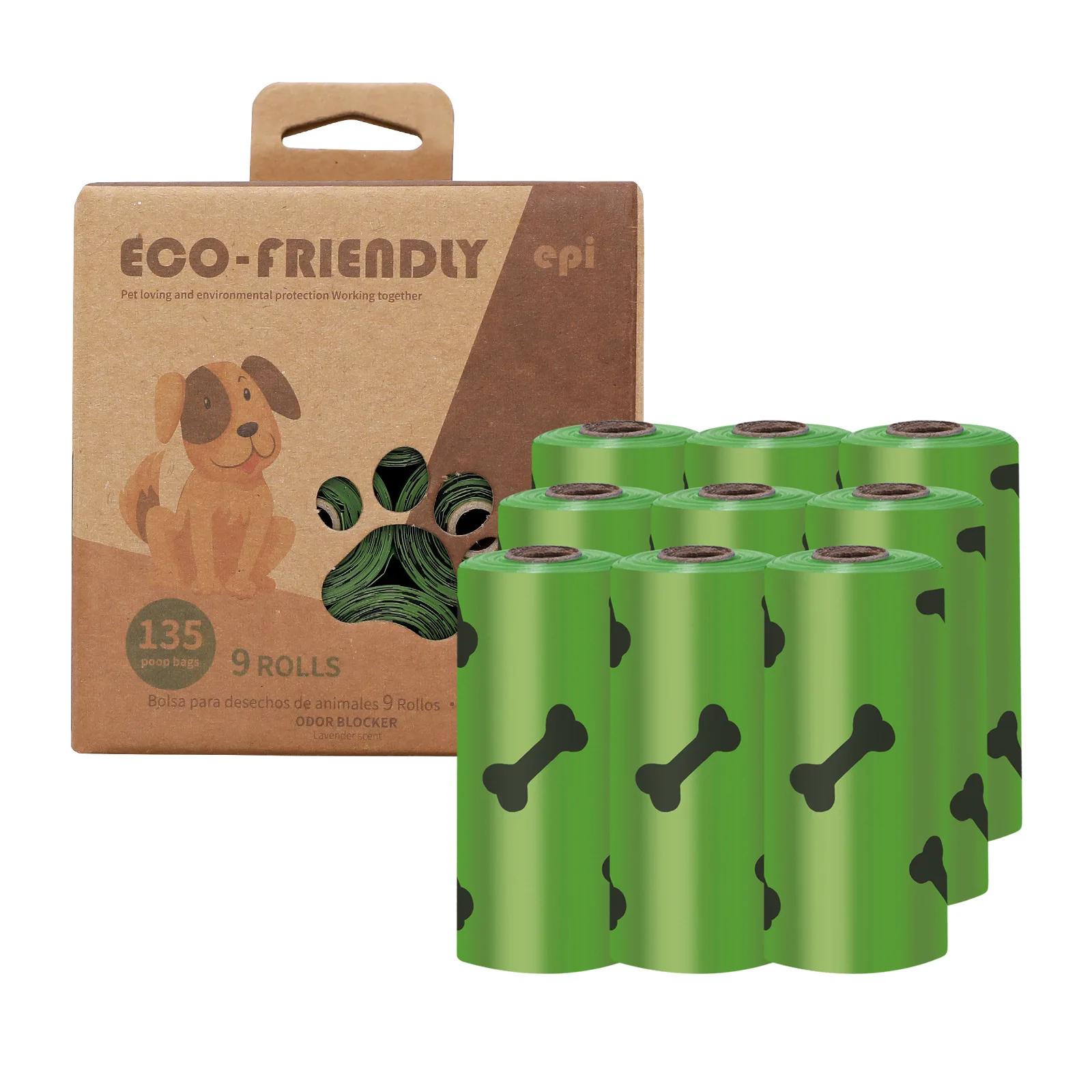 Alta qualidade biodegradável cão higiênico saco, Casa ao ar livre limpeza saco dispensador, 15 sacos por rolo, 9 rolo, 16 rolo, 32 rolo - Image 1