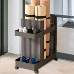 Armazenamento Rack Carrinho com Roda, Rack Multiuso, Rack Haltere para Rolo de Espuma Esteira de Yoga, Home Gym Fitness - Image 4