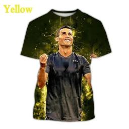 Cristiano Ronaldo estrela do futebol masculino camiseta estampada em 3D, camiseta extragrande, gola O, tops de manga curta, moda verão, nova - Image 5