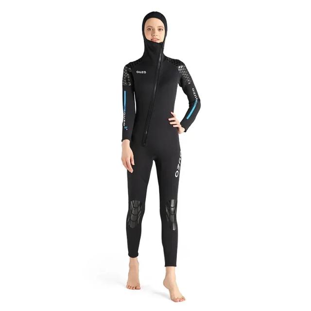 Roupa de Mergulho Unissex com Capuz 3mm e Zíper Frontal para Surf, Natação de Inverno, Vela e Caiaque