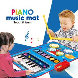 Tapete de piano musical para crianças, 80x50cm, brinquedos educativos, teclado de chão, tambor, tapete de dança com instrumentos, brinquedo de sons - Image 2
