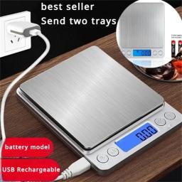 Balança digital de cozinha, mini bolso, aço inoxidável, joias de precisão, balança eletrônica, peso, grama de ouro, 0.1/3000g, balança de pesagem - Image 1