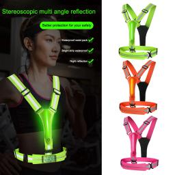 Colete Refletivo LED para Noite, Correias ajustáveis, Colete de segurança para ciclismo, USB Recarregável, 3 modos de luz - Image 1