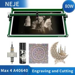 Novo neje max4 e80 gravador a laser e máquina de corte 4 eixos laser industrial grande área de trabalho 750*460mm cnc diy ferramentas para trabalhar madeira - Image 1