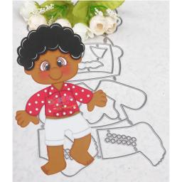 Modelo de metal Scrapbooking Stencil para DIY, cabelo preto, menino e menina bonecas morre, papel em relevo, Photo Album Gift, Card Cut Die - Image 1
