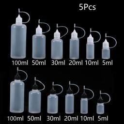 Garrafa plástica portátil, aplicador de cola, ponta de agulha reutilizável, ferramenta de papel artesanal, Scrapbooking DIY, 5 ml, 10 ml, 20 ml, 30 ml, 50 ml, 100ml, 5pcs - Image 2