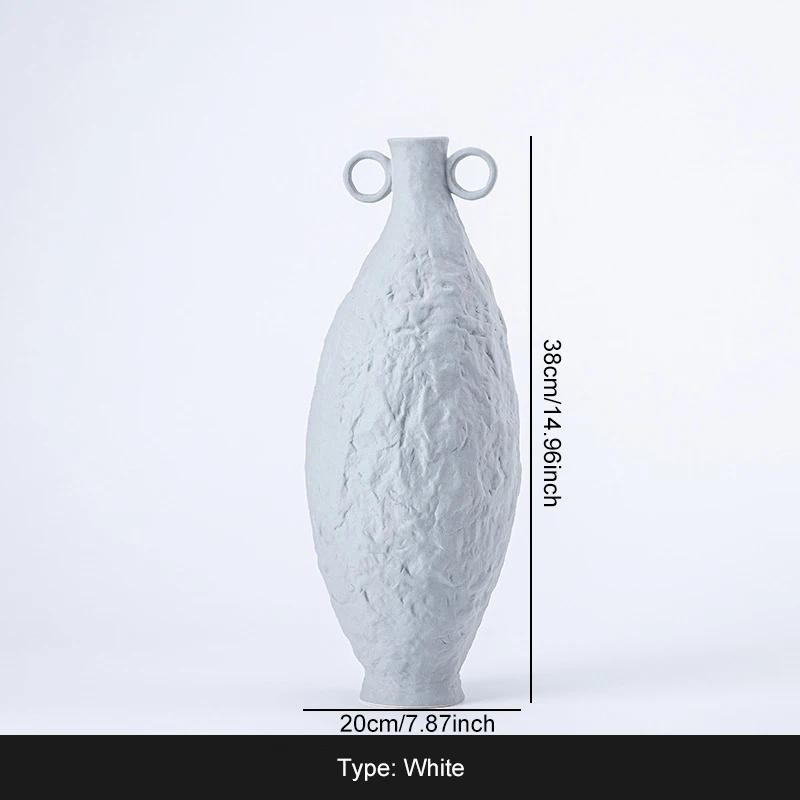 Nórdico Wabi-Sabi Estilo Imitação Pedra Textura Textura, Vaso Cerâmico Preto e Branco, Moderno Simples Decoração para Casa Ornamentos - Image 1