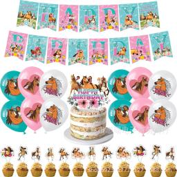 Espírito cavalo tema festa suprimentos decoração copo de papel placa guardanapos bolo topper balão chuveiro do bebê crianças aniversário favores - Image 4
