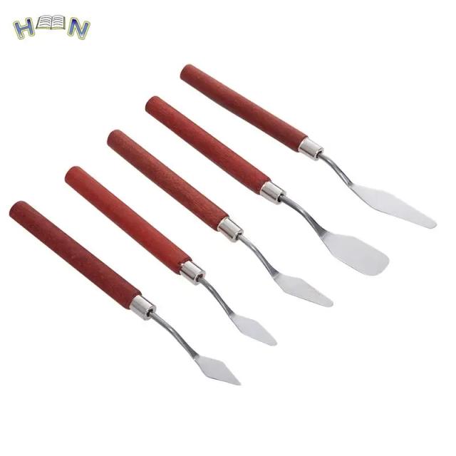 Conjunto de 5 Espátulas de Aço Inoxidável para Pintura a Óleo e Artesanato