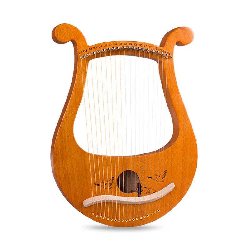 Harpa de mogno e lira de 19 cordas, instrumento musical portátil com chave de afinação, corda sobressalente para iniciantes, espaço exterior, lótus, ganso selvagem - Image 1