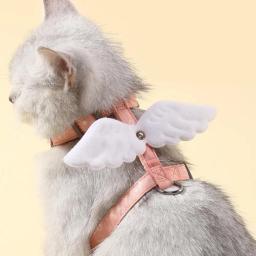 Pet cinta de peito com asas de anjo escape-proof gato arreios conjunto de coleira gatinho acessórios para caminhada ao ar livre - Image 3