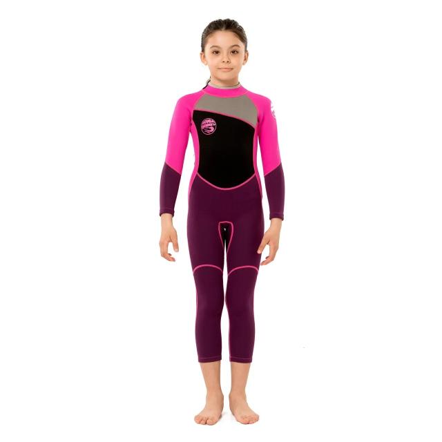 Roupa de Mergulho Infantil em Neoprene 2.5mm para Meninas de 2 a 14 Anos com Mangas Compridas - Ideal para Mergulho, Surf e Inverno