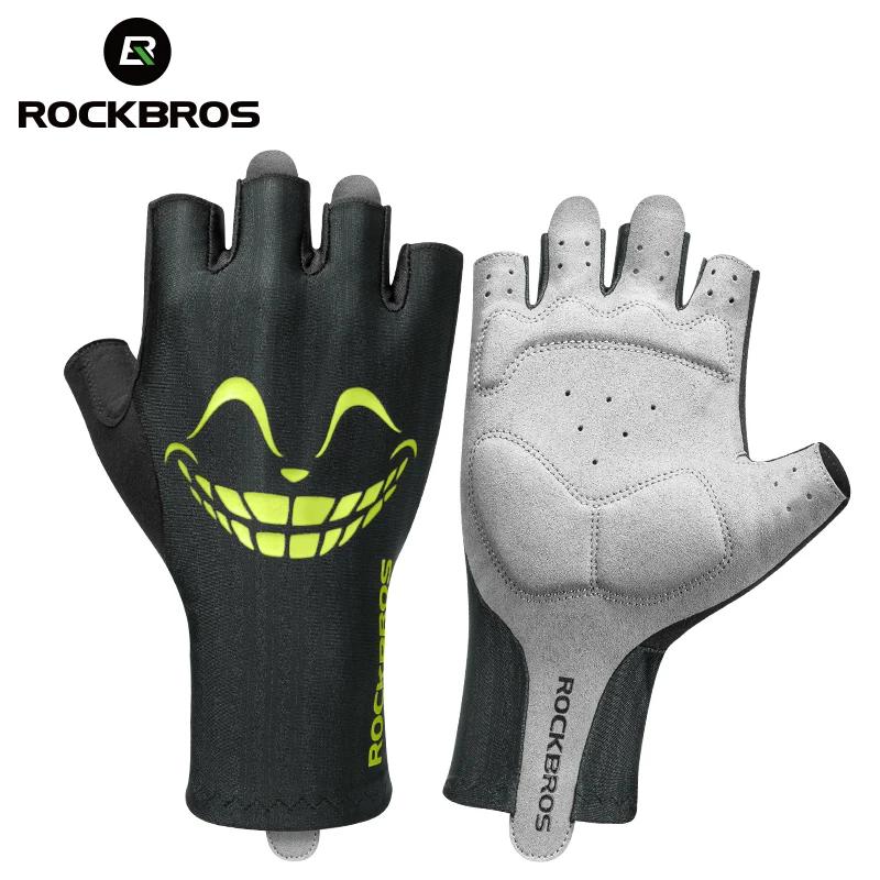 Rockbros ciclismo luvas de bicicleta de verão metade do dedo luvas anti-derrapante sem dedos à prova de choque bicicleta respirável mtb estrada luvas - Image 1