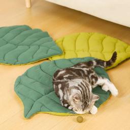 Soft Cotton Leaf Shaped Bed Mats, Tapete lavável, Cobertor do sono, Home Pets, Almofada dupla face, Tapetes, Gatinho, Cachorro, Cão - Image 1