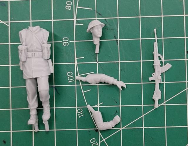 Kit de Modelagem em Resina: Miniatura de Artilheiro Britânico Desmontado e Sem Pintura em Escala 1:35 para Dioramas