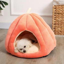 Pet Quente Dormir Ninho Melão Forma Soft Plush Cozy Cave Hideout Casa Pet Supplies Para Indoor Cats Acessórios - Image 4