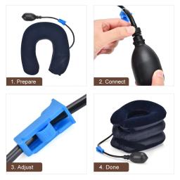 Massageador De Pescoço Com 3 Camadas Para Alívio Da Dor, Almofada De Ar Inflável, Suporte De Tração De Pescoço Cervical, Cinta De Alongamento Do Pescoço - Image 6