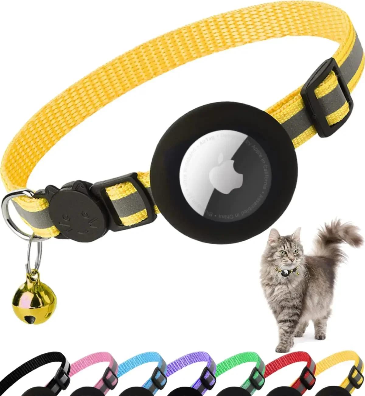 Atuban-Airtag Cat Collar, Breakaway, reflexivo gatinho Collar, Apple Air Tag Holder e Bell para menina e menino, 0,4 polegadas - Image 1