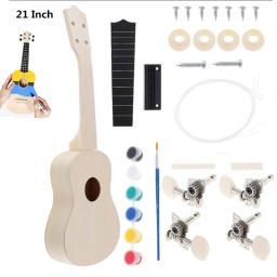 Kit de ukulele diy com 21 partes, com buraco de som, berço de madeira soprano de havaí, pintura de artesanato para pais e crianças - Image 1