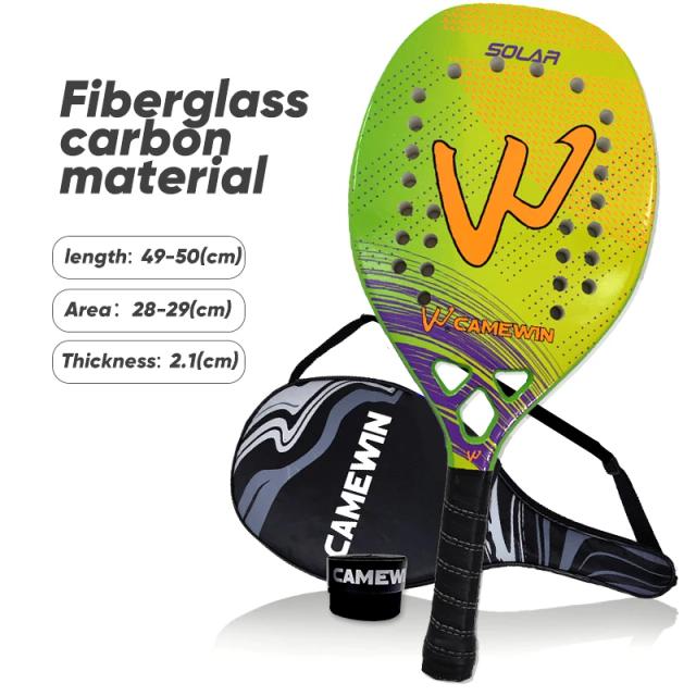 Raquete de Tênis de Praia Camewin em Fibra de Carbono para Homens e Mulheres - Ideal para Esportes Femininos
