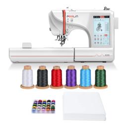 Máquina de bordar poolin, área doméstica de 4 "x 9.2", para roupas, máquina computadorizada, inclui fios, estabilizador e bobina - Image 1