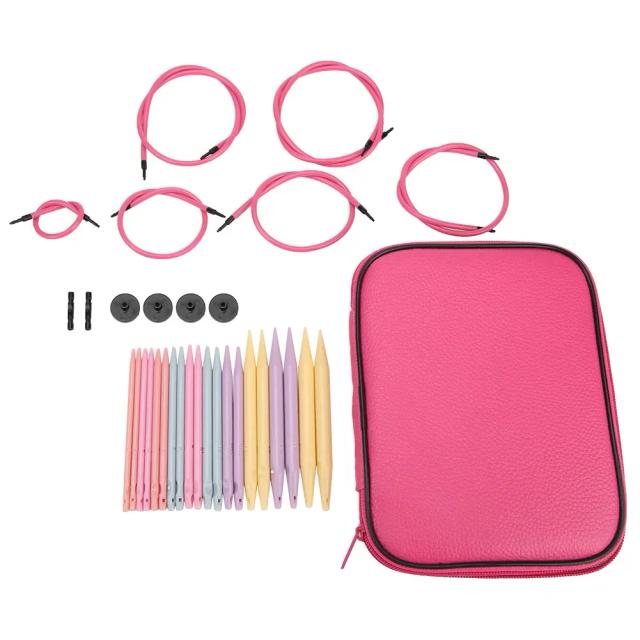 Conjunto de Agulhas de Tricô Circulares com Estojo e Crochet Hooks - 13 Peças para Artesanato em Casa, Costura e Tecelagem