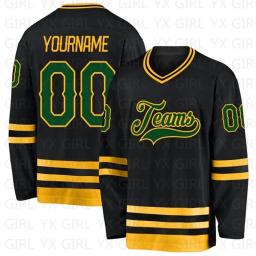 Jersey de hóquei personalizado para homens e mulheres, jerseys de treinamento de competição, impressão 3D, nome, número, preto, quente, rosa-branco - Image 3