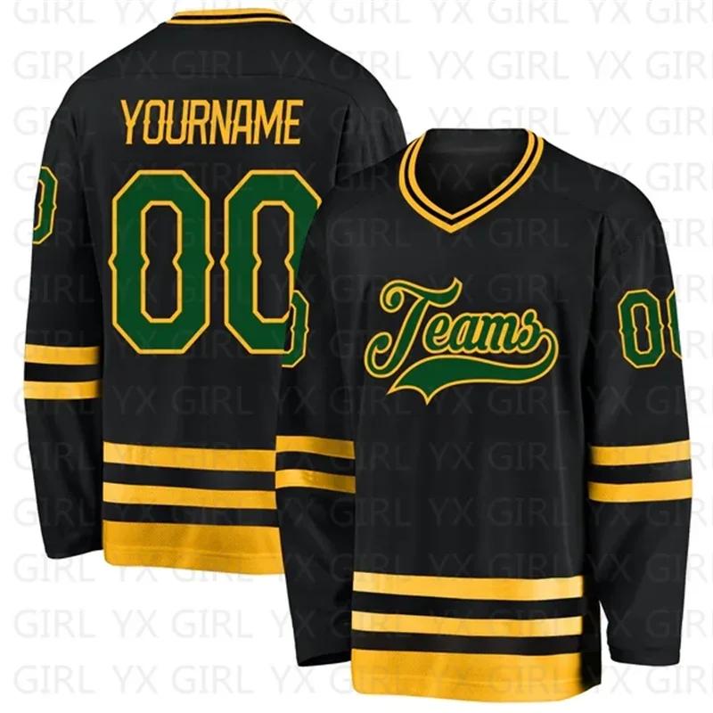 Jersey de hóquei personalizado para homens e mulheres, jerseys de treinamento de competição, impressão 3D, nome, número, preto, quente, rosa-branco - Image 1