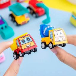 6 pçs aleatório mini inercial puxar para trás conjunto de carro de engenharia criança crianças brinquedos dos desenhos animados presente aniversário - Image 3