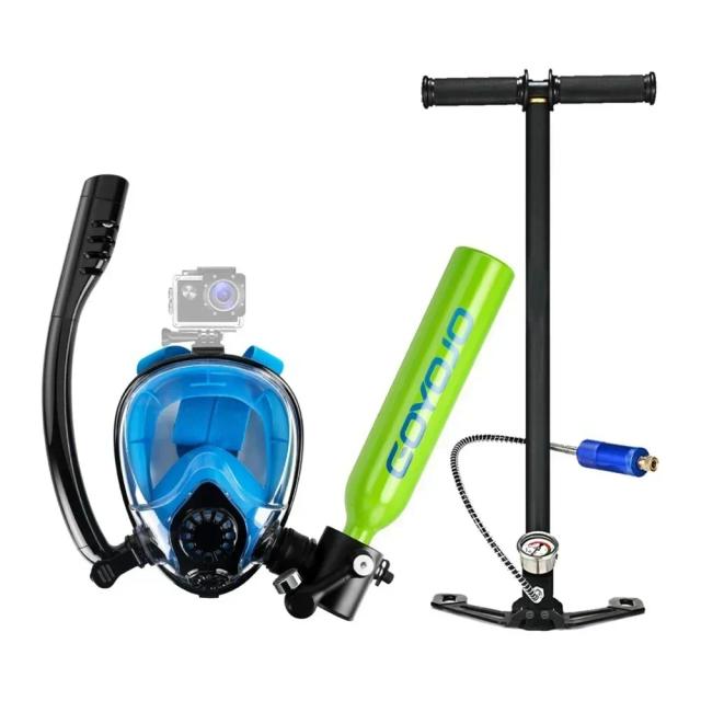 Tanque de Mergulho Portátil com Máscara de Snorkel e Sistema de Respiração Subaquática 0.5L