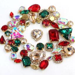 Fivela De Cristal De Strass Brilhante, Forma Mista Costurar Em Vidro, Garra De Ouro, Decoração De Casamento DIY, Roupas, Sapato, Vestido, 10 Cores, 50Pcs por Saco - Image 1