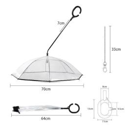 Guarda-chuva transparente ajustável para cão de estimação, Tipo C, Produtos para animais com trela para cães - Image 2