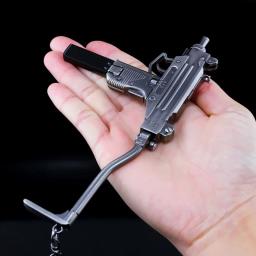 Liga Miniatura UZI Modelo Submetralhadora, Pistola Chaveiro, Artesanato Pingente, Falso Arma Arma, Crianças Presentes, Alta Qualidade, 15cm - Image 1