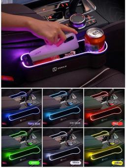 Caixa de armazenamento slot ajustável Seat Gap Fenda para carro, Auto Acessórios Interiores, LED, 7 Cores, Fit para ZEEKR X 001, 007, 009, 2022, 2023, 2024 - Image 2