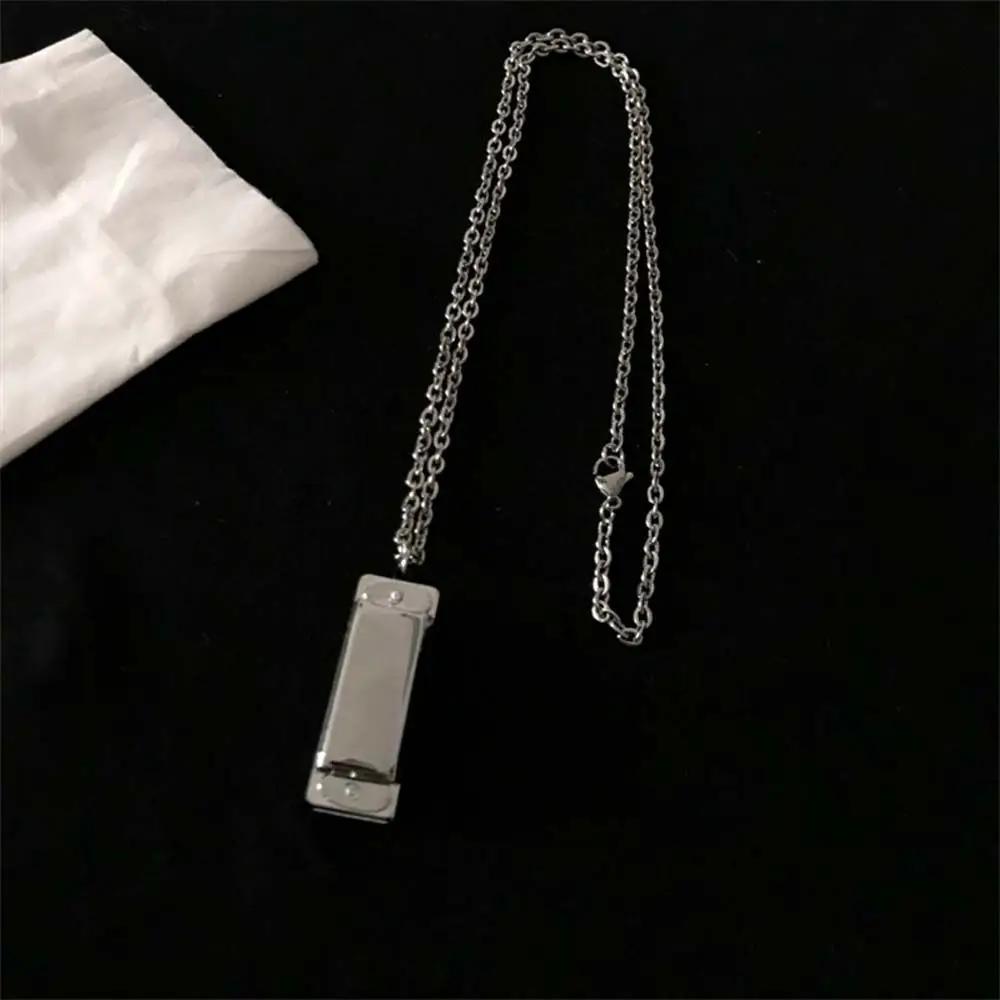 Retro Mini Colar Harmonica para Homens e Mulheres, Pingente De Metal De Couro, Instrumento Musical Criativo, Jóias - Image 1