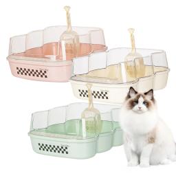 Caixa semi fechada com lado alto, anti salpicos, suprimentos para animais de estimação, fácil de limpar, gato, coelho, gatinho, pequeno - Image 6