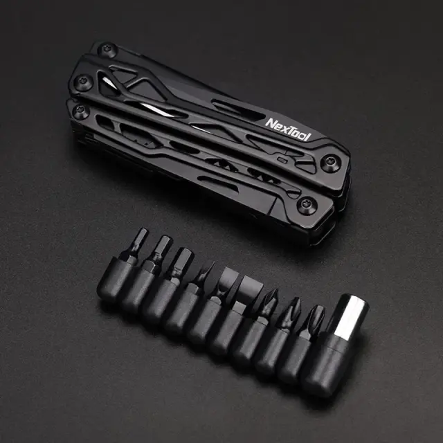 Ferramentas de Acampamento Multifuncionais Xiaomi-NexTool Black Knight: Faca de Sobrevivência, Alicate Dobrável e Tesoura em um Kit Prático para Aventuras ao Ar Livre