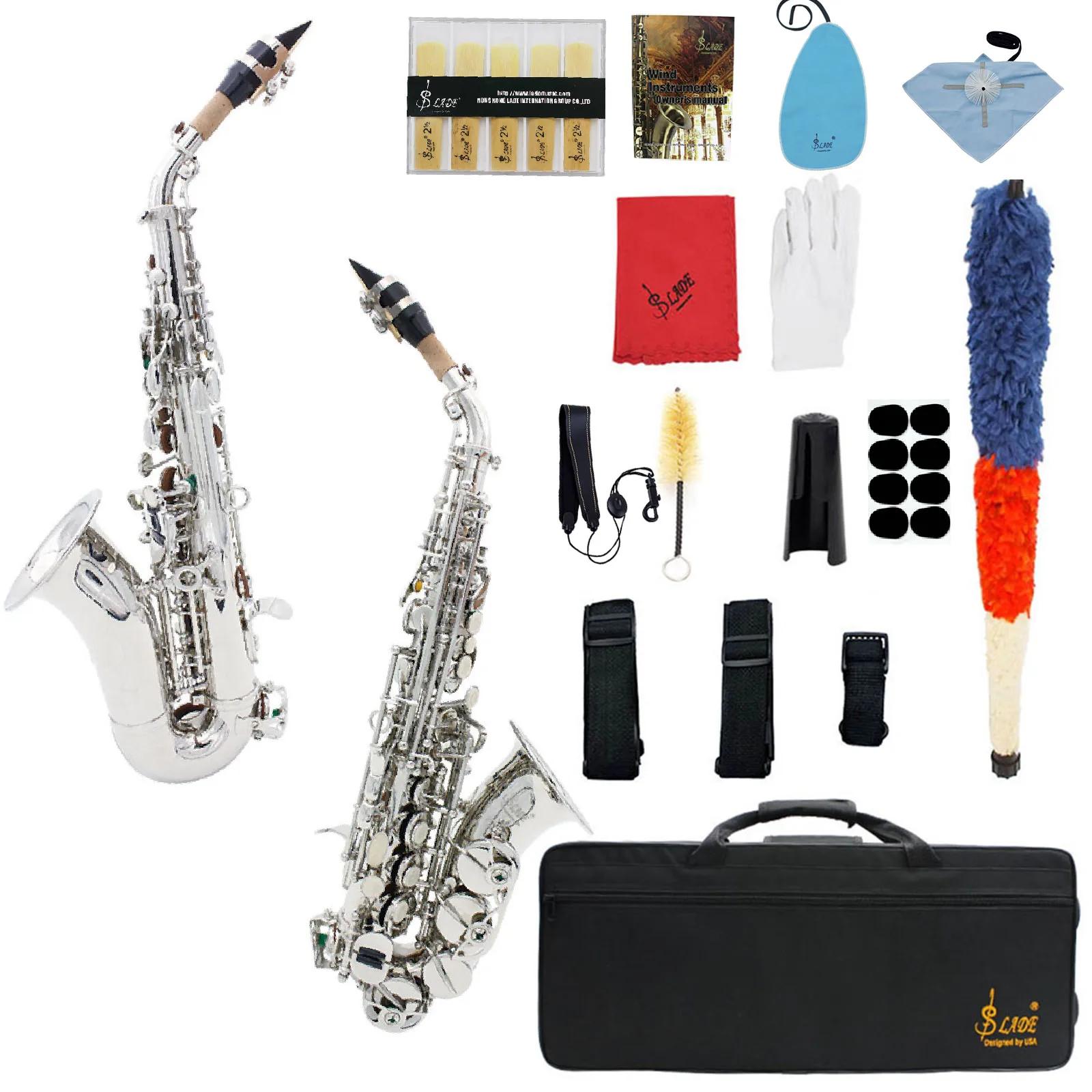 Slade saxofone soprano latão bb tom sax gravado floral saxofon com caso bocal palhetas peças e acessórios de instrumento de vento - Image 1