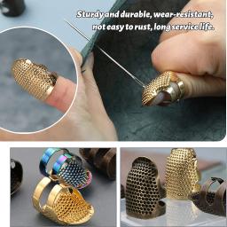 5 pçs kits de de dedais de costura de metal ajustável anéis dedal de costura protetor de dedo boné dedal de costura para acessórios de costura diy - Image 3