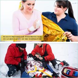 Cobertor térmico de emergência e sobrevivência, Cobertores de acampamento para o exterior, Caminhadas, Maratonas, para todos os climas, Conditi, Ouro, Prata - Image 6