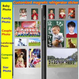 Fotos personalizadas adesivos de geladeira magnética diy criativo bebê fotos casal paisagem fotos ímã de geladeira personalizado - Image 3