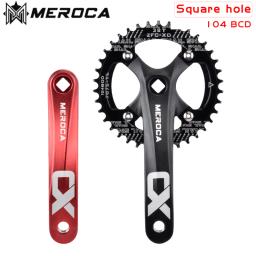 Meroca cx buraco quadrado bicicleta pedaleira 104bcd liga de alumínio ixf buraco quadrado mountain bike pedaleira 170mm 32t/34t/36t/38t/40t/42 - Image 1