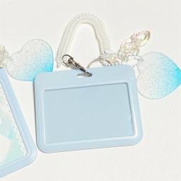 Porta-cartões K-pop com pendente, ecrã fotográfico, cartão postal, estojo protetor, identificação de crédito, cartão bancário, Ins, rosa, azul - Image 3