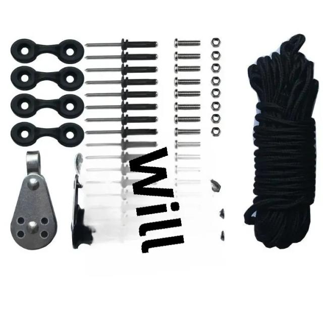 Conjunto de corda de náilon para caiaque e iate, com polia, linha de âncora de barco, rebite enrolador, liberação rápida, adequado para esportes e ent